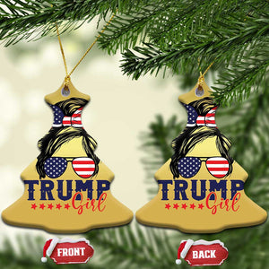 Trump Girl Christmas Ornament Messy Bun Support Trump 2024 Election American Flag TS02 Christmas Tree Gold Print Your Wear