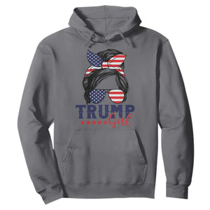 Trump Girl Hoodie Messy Bun Support Trump 2024 Election American Flag TS02 Charcoal Print Your Wear