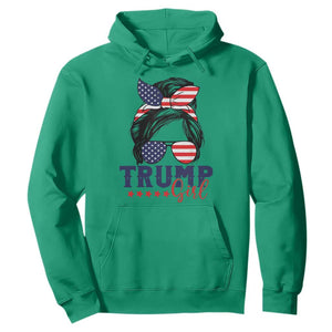 Trump Girl Hoodie Messy Bun Support Trump 2024 Election American Flag TS02 Irish Green Print Your Wear