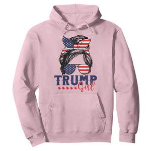 Trump Girl Hoodie Messy Bun Support Trump 2024 Election American Flag TS02 Light Pink Print Your Wear