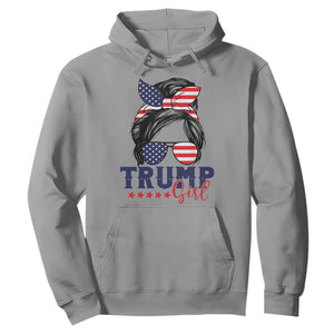 Trump Girl Hoodie Messy Bun Support Trump 2024 Election American Flag TS02 Sport Gray Print Your Wear