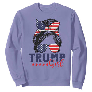 Trump Girl Sweatshirt Messy Bun Support Trump 2024 Election American Flag TS02 Violet Print Your Wear