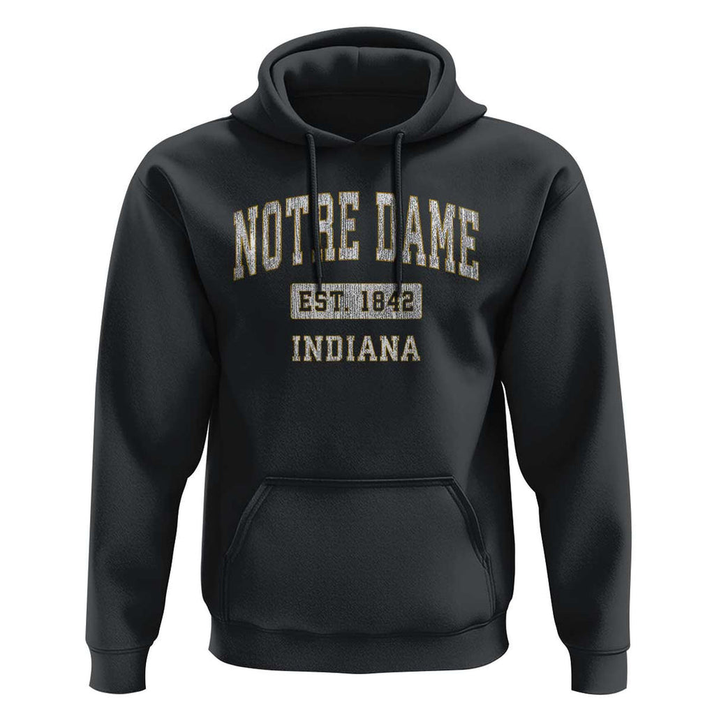 Classic Notre Dame Indiana Hoodie Est 1842 IN Retro Vintage Varsity TS02 Black Print Your Wear