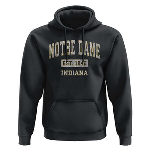 Classic Notre Dame Indiana Hoodie Est 1842 IN Retro Vintage Varsity TS02 Black Print Your Wear
