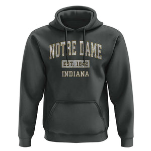 Classic Notre Dame Indiana Hoodie Est 1842 IN Retro Vintage Varsity TS02 Dark Heather Print Your Wear