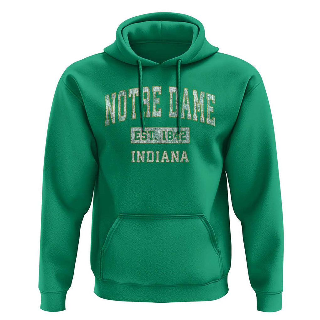 Classic Notre Dame Indiana Hoodie Est 1842 IN Retro Vintage Varsity TS02 Irish Green Print Your Wear