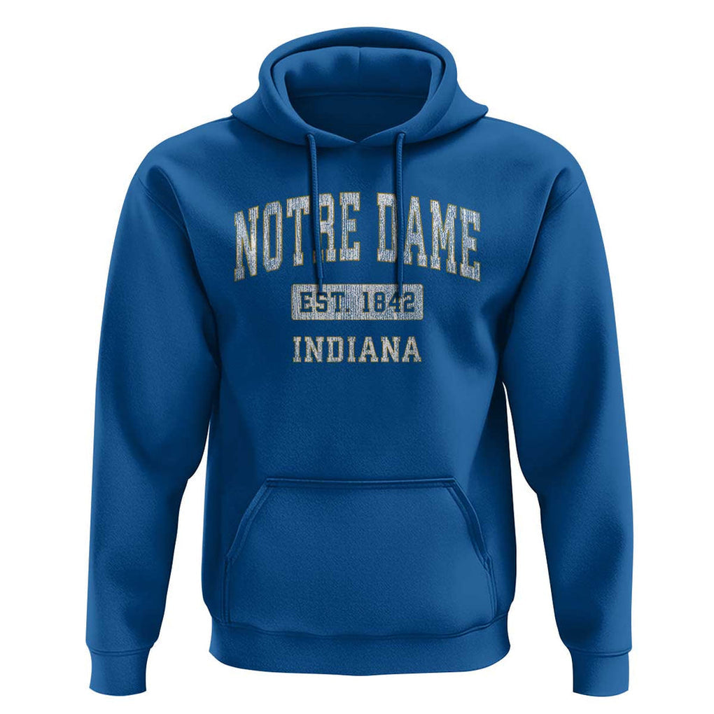Classic Notre Dame Indiana Hoodie Est 1842 IN Retro Vintage Varsity TS02 Royal Blue Print Your Wear
