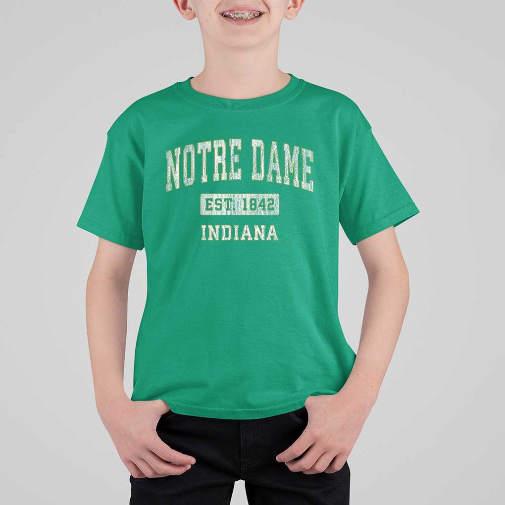 Classic Notre Dame Indiana T Shirt For Kid Est 1842 IN Retro Vintage Varsity TS02 Irish Green Print Your Wear