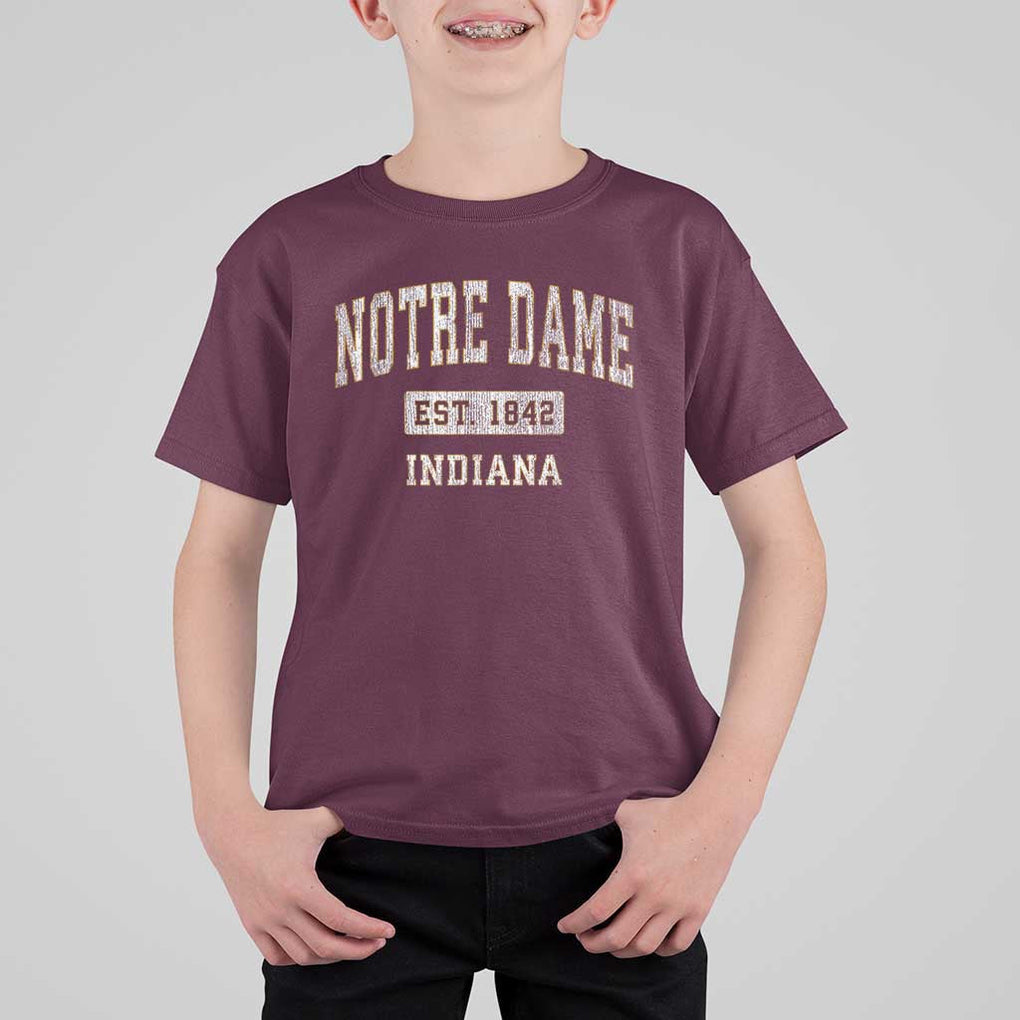 Classic Notre Dame Indiana T Shirt For Kid Est 1842 IN Retro Vintage Varsity TS02 Maroon Print Your Wear