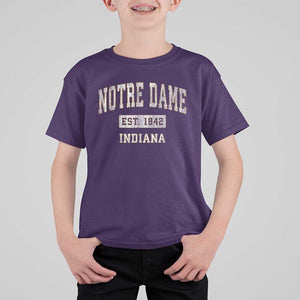 Classic Notre Dame Indiana T Shirt For Kid Est 1842 IN Retro Vintage Varsity TS02 Purple Print Your Wear