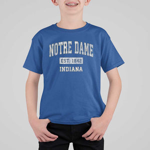 Classic Notre Dame Indiana T Shirt For Kid Est 1842 IN Retro Vintage Varsity TS02 Royal Blue Print Your Wear