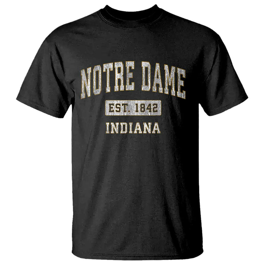 Classic Notre Dame Indiana T Shirt Est 1842 IN Retro Vintage Varsity TS02 Black Print Your Wear