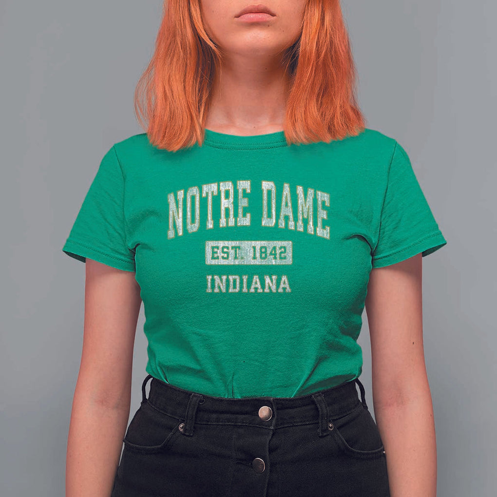 Classic Notre Dame Indiana T Shirt For Women Est 1842 IN Retro Vintage Varsity TS02 Irish Green Print Your Wear