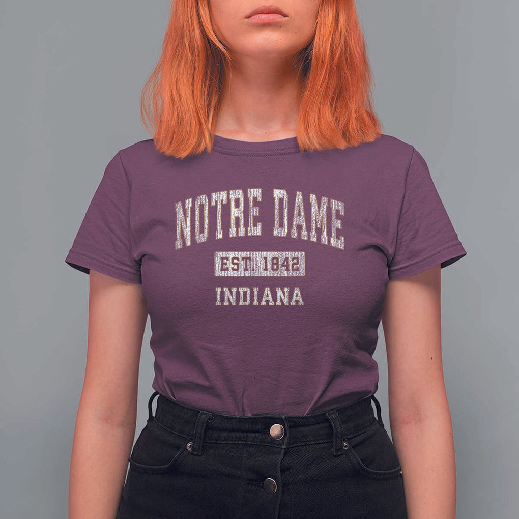 Classic Notre Dame Indiana T Shirt For Women Est 1842 IN Retro Vintage Varsity TS02 Maroon Print Your Wear
