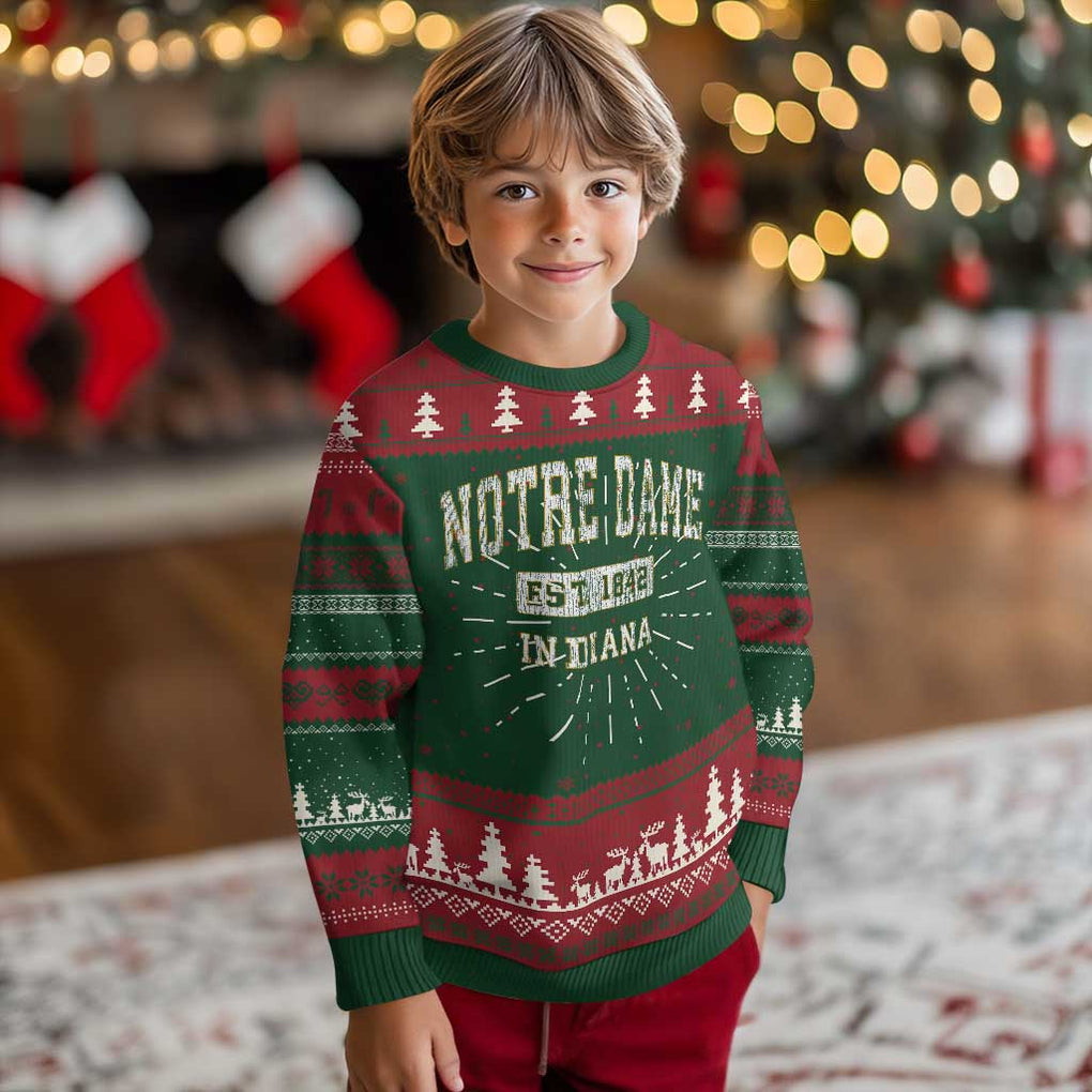 Classic Notre Dame Indiana Ugly Christmas Sweater Est 1842 IN Retro Vintage Varsity TS02 Christmas Print Your Wear