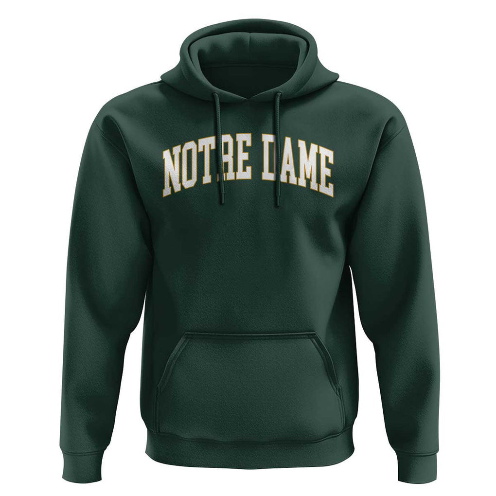 Classic Notre Dame Indiana Hoodie Retro Vintage Varsity Throwback Design TS02 Dark Forest Green Print Your Wear