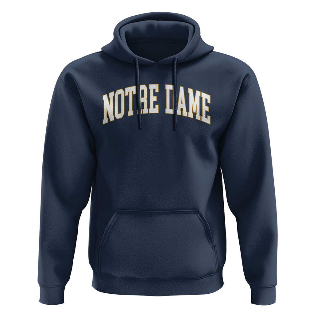 Classic Notre Dame Indiana Hoodie Retro Vintage Varsity Throwback Design TS02 Navy Print Your Wear