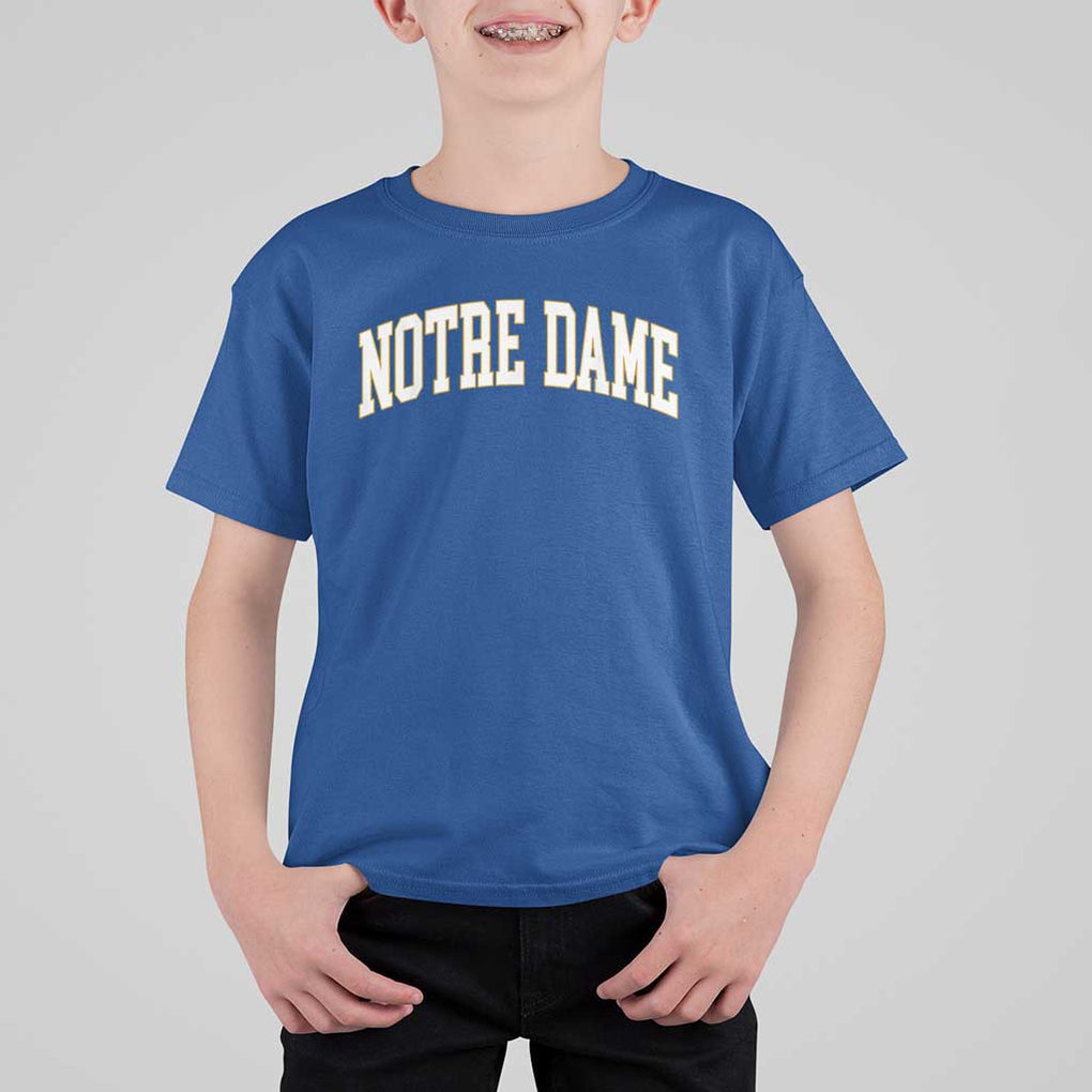 Classic Notre Dame Indiana T Shirt For Kid Retro Vintage Varsity Throwback Design TS02 Royal Blue Print Your Wear
