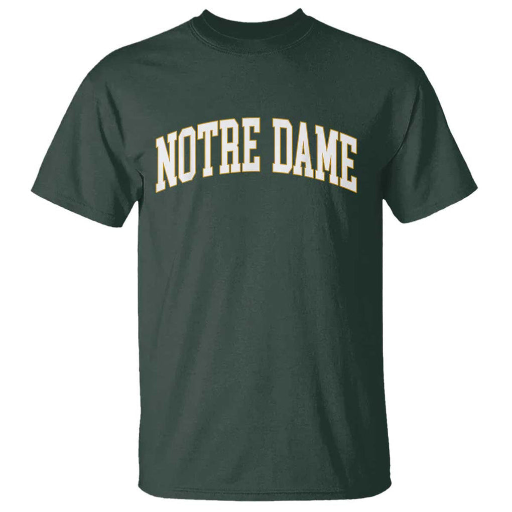 Classic Notre Dame Indiana T Shirt Retro Vintage Varsity Throwback Design TS02 Dark Forest Green Print Your Wear