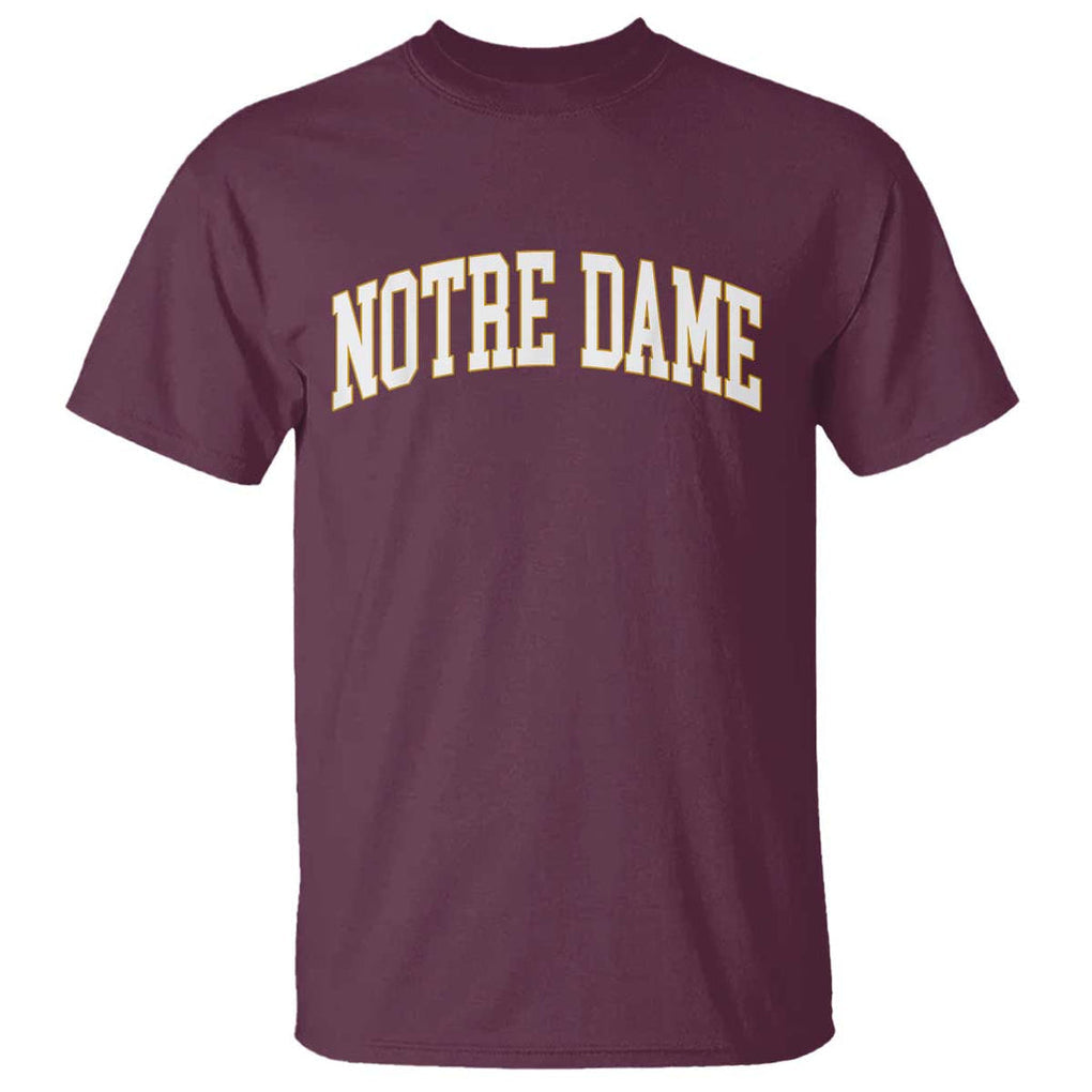 Classic Notre Dame Indiana T Shirt Retro Vintage Varsity Throwback Design TS02 Maroon Print Your Wear