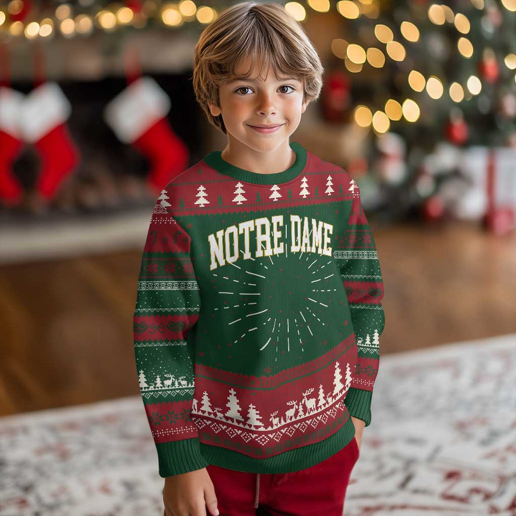 Classic Notre Dame Indiana Ugly Christmas Sweater Retro Vintage Varsity Throwback Design TS02 Christmas Print Your Wear