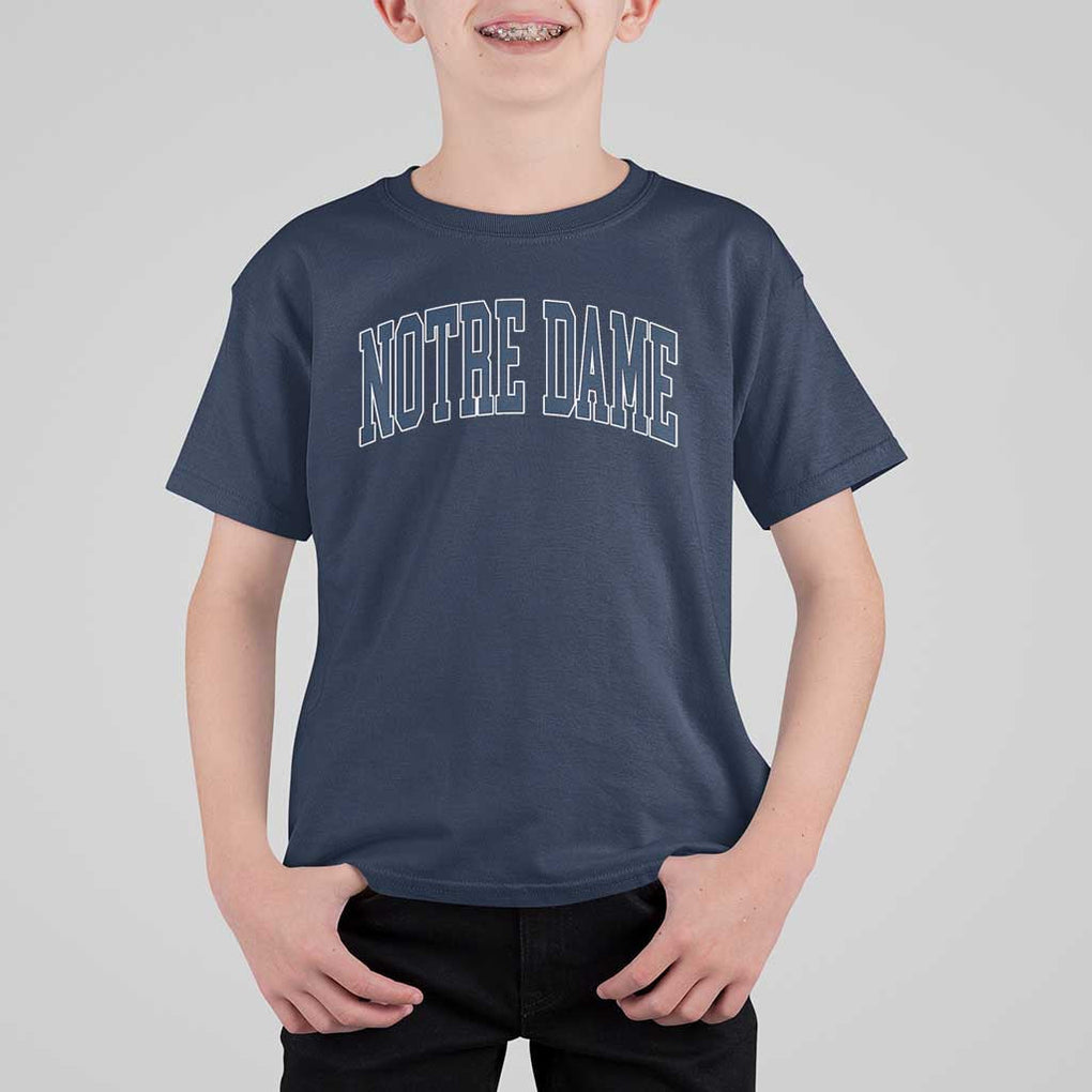 Classic Notre Dame Indiana T Shirt For Kid Vintage Retro Throwback Design TS02 Navy Print Your Wear