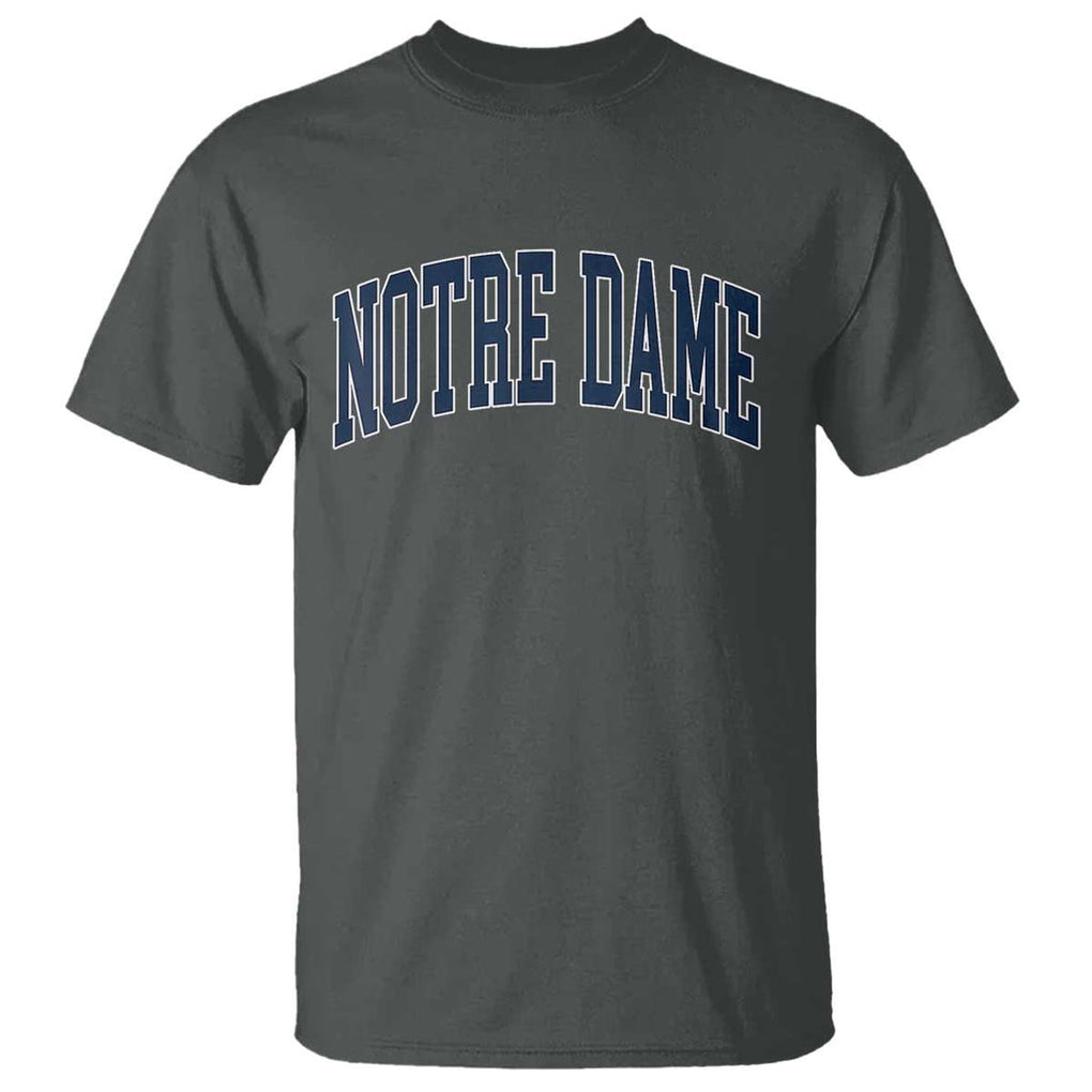 Classic Notre Dame Indiana T Shirt Vintage Retro Throwback Design TS02 Dark Heather Print Your Wear