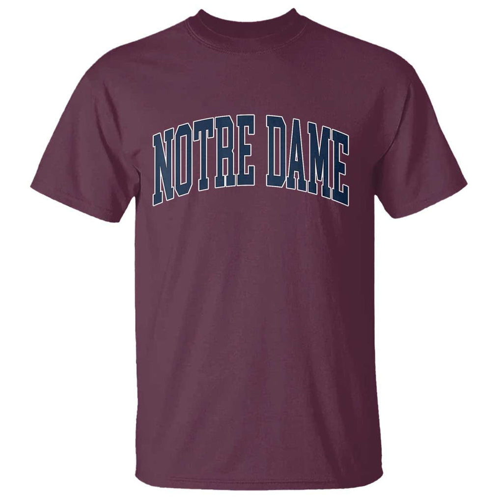 Classic Notre Dame Indiana T Shirt Vintage Retro Throwback Design TS02 Maroon Print Your Wear