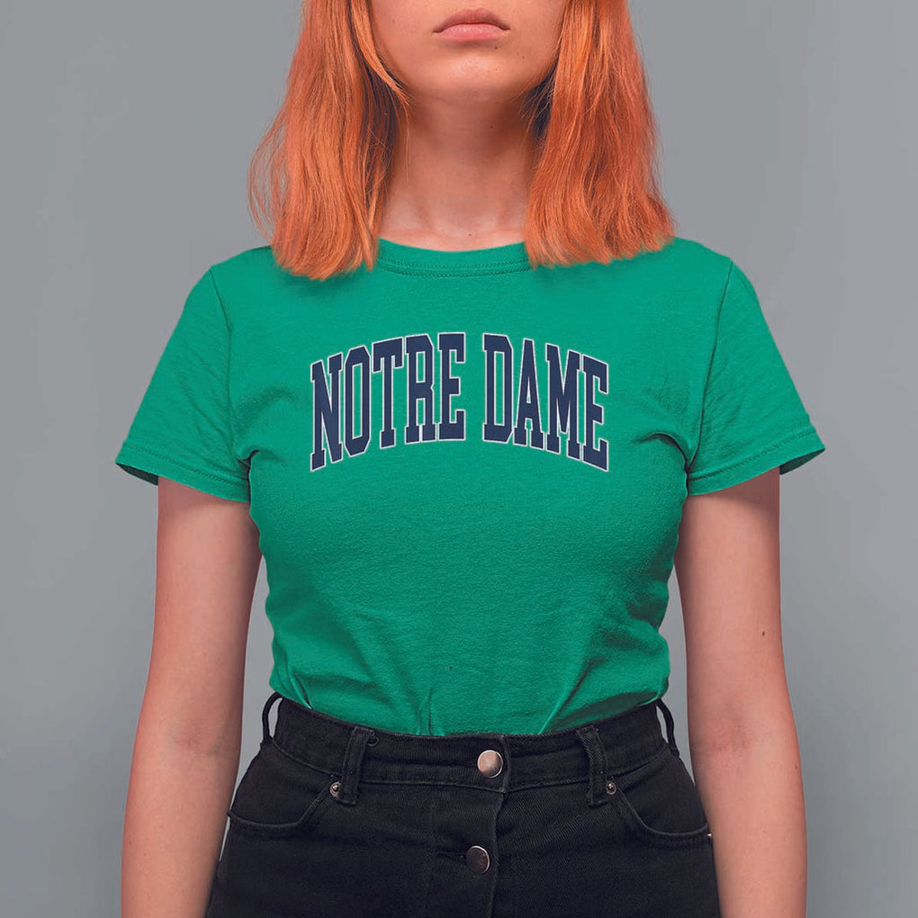 Classic Notre Dame Indiana T Shirt For Women Vintage Retro Throwback Design TS02 Irish Green Print Your Wear