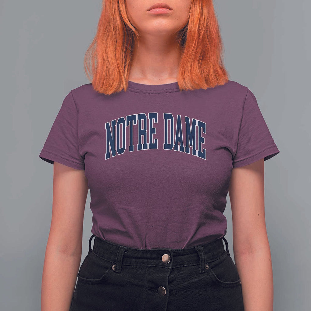 Classic Notre Dame Indiana T Shirt For Women Vintage Retro Throwback Design TS02 Maroon Print Your Wear