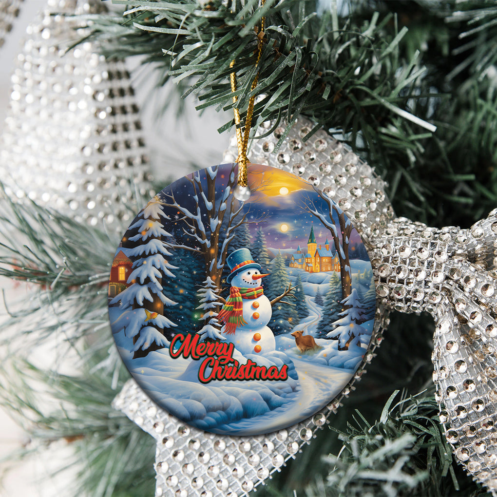 Personalized Snowman Christmas Ceramic Ornament Nostalgic Xmas Merry Christmas TS02 Printyourwear