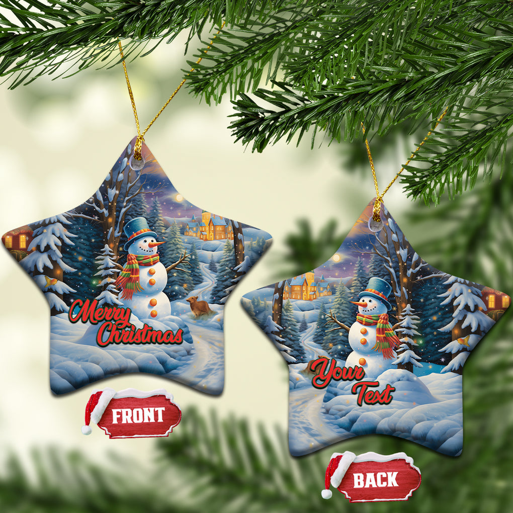 Personalized Snowman Christmas Ceramic Ornament Nostalgic Xmas Merry Christmas TS02 Star Blue Printyourwear