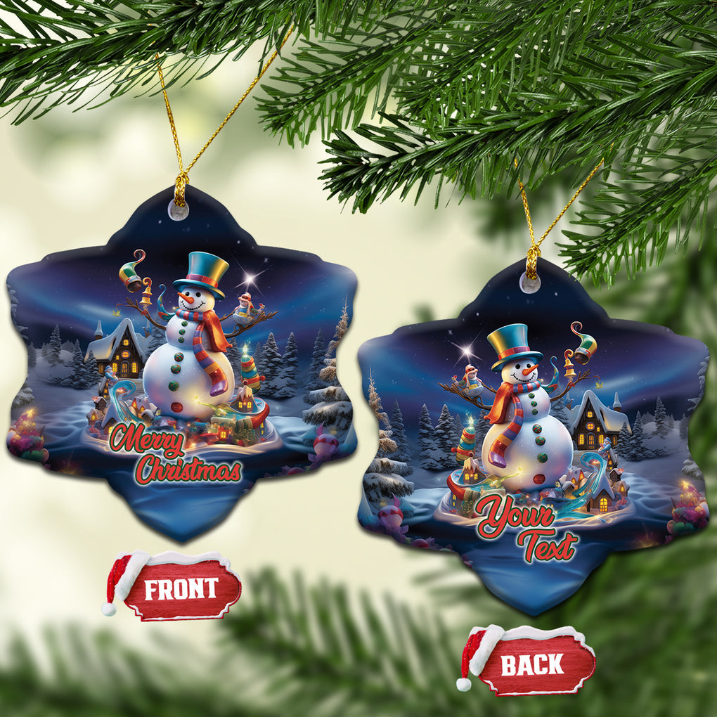 Personalized Snowman Christmas Ceramic Ornament Nostalgic Xmas Night Merry Christmas TS02 Snow Flake Blue Printyourwear