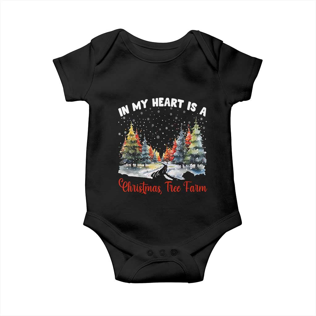 Funny Christmas Baby Onesie In My Heart Is A Xmas Tree Farm Retro Vintage Clothing TS02 Black Print Your Wear
