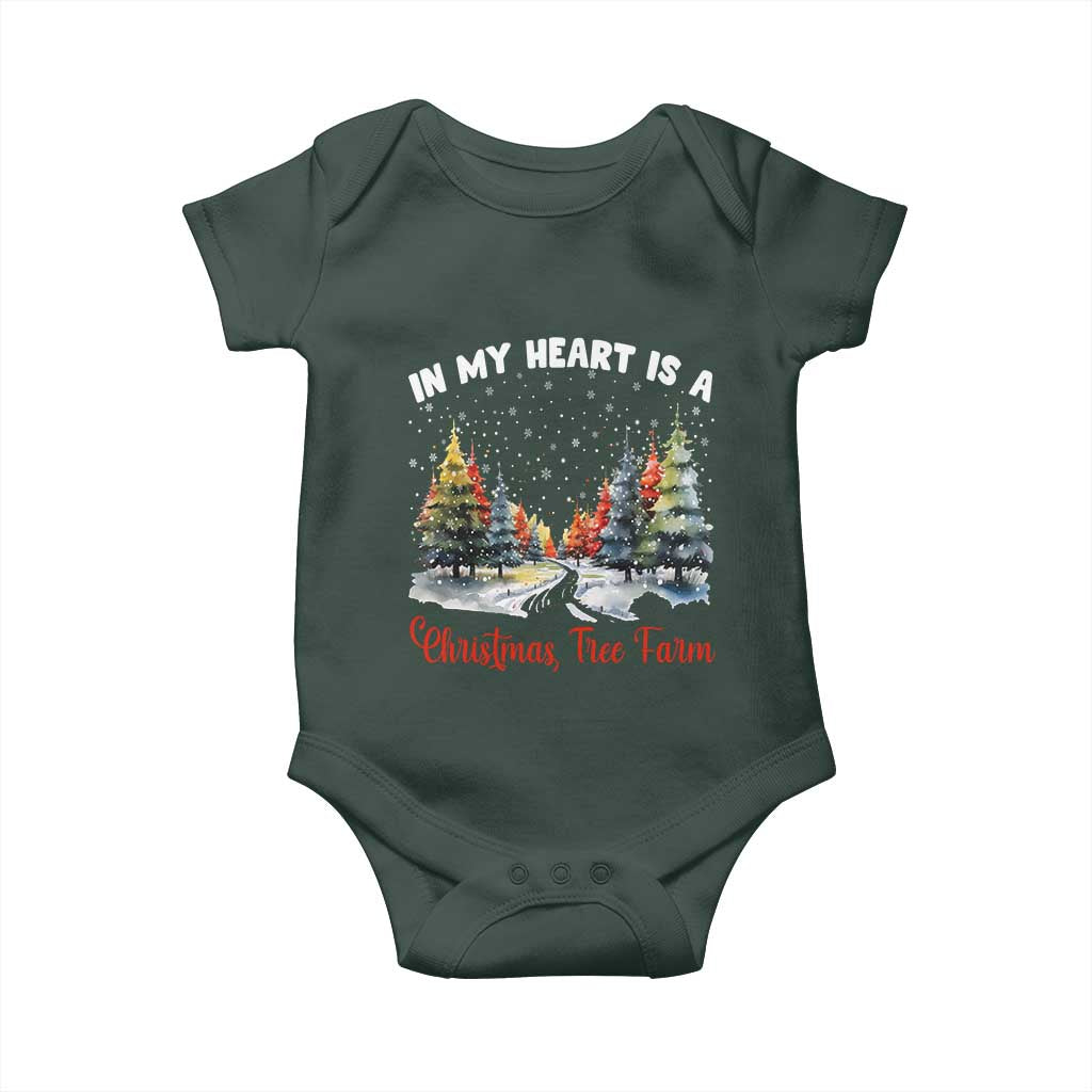 Funny Christmas Baby Onesie In My Heart Is A Xmas Tree Farm Retro Vintage Clothing TS02 Print Your Wear