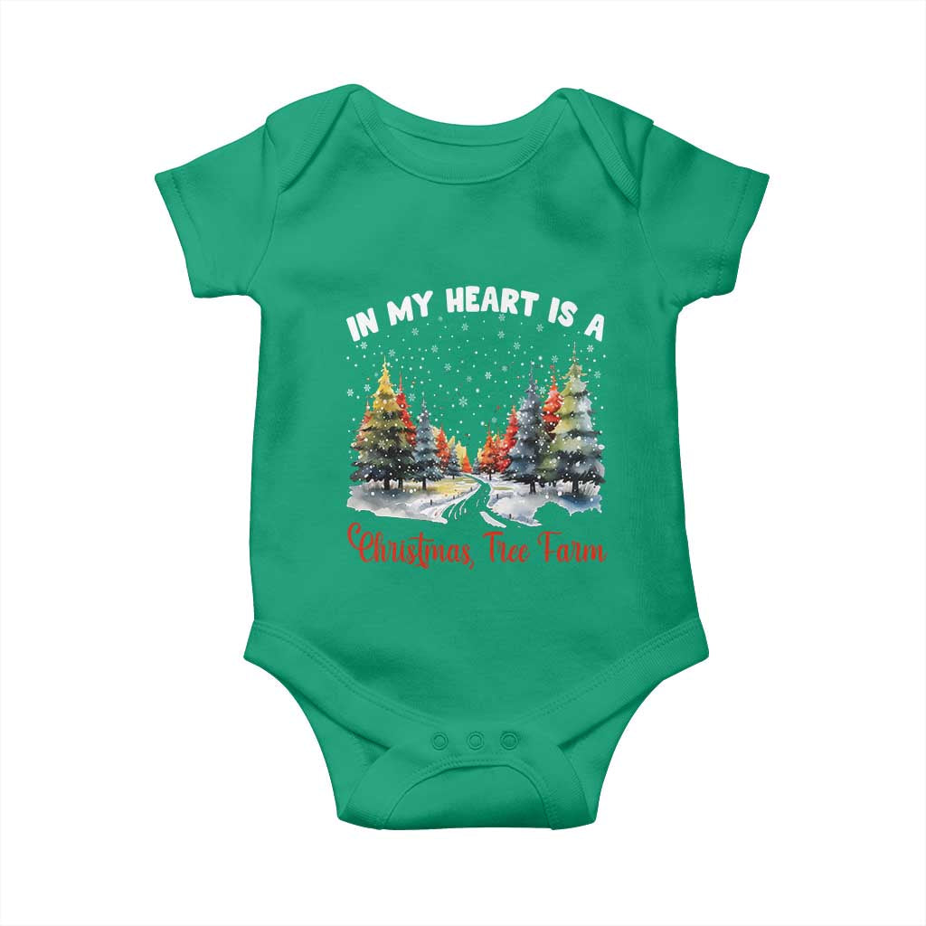 Funny Christmas Baby Onesie In My Heart Is A Xmas Tree Farm Retro Vintage Clothing TS02 Irish Green Print Your Wear