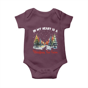 Funny Christmas Baby Onesie In My Heart Is A Xmas Tree Farm Retro Vintage Clothing TS02 Maroon Print Your Wear