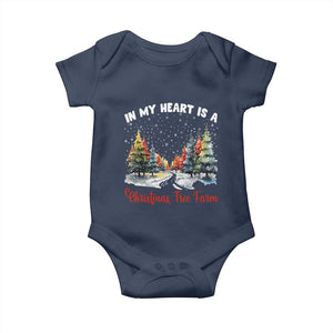 Funny Christmas Baby Onesie In My Heart Is A Xmas Tree Farm Retro Vintage Clothing TS02 Navy Print Your Wear