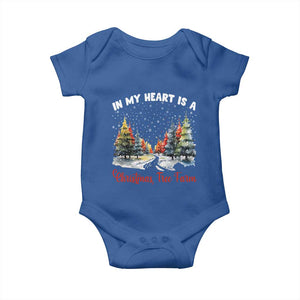 Funny Christmas Baby Onesie In My Heart Is A Xmas Tree Farm Retro Vintage Clothing TS02 Royal Blue Print Your Wear