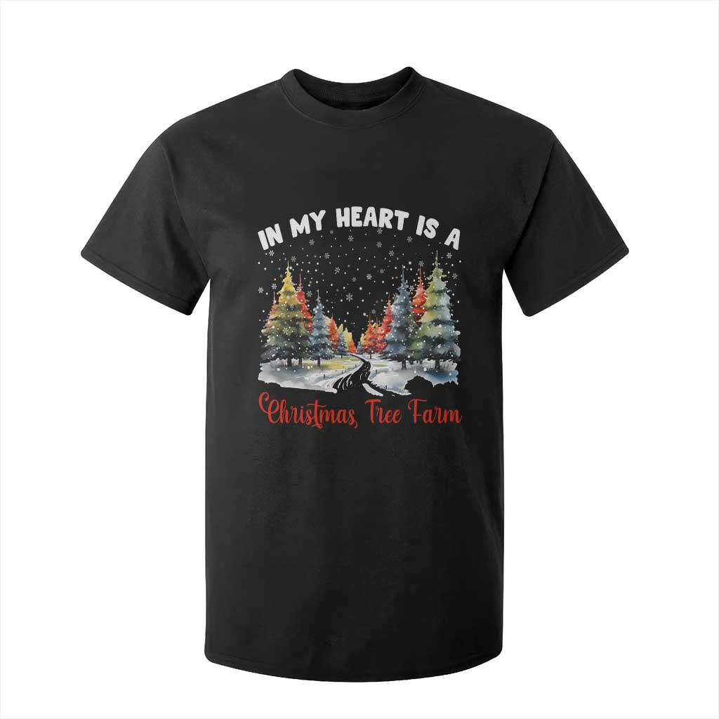 Funny Christmas T Shirt For Kid In My Heart Is A Xmas Tree Farm Retro Vintage Clothing TS02 Black Print Your Wear