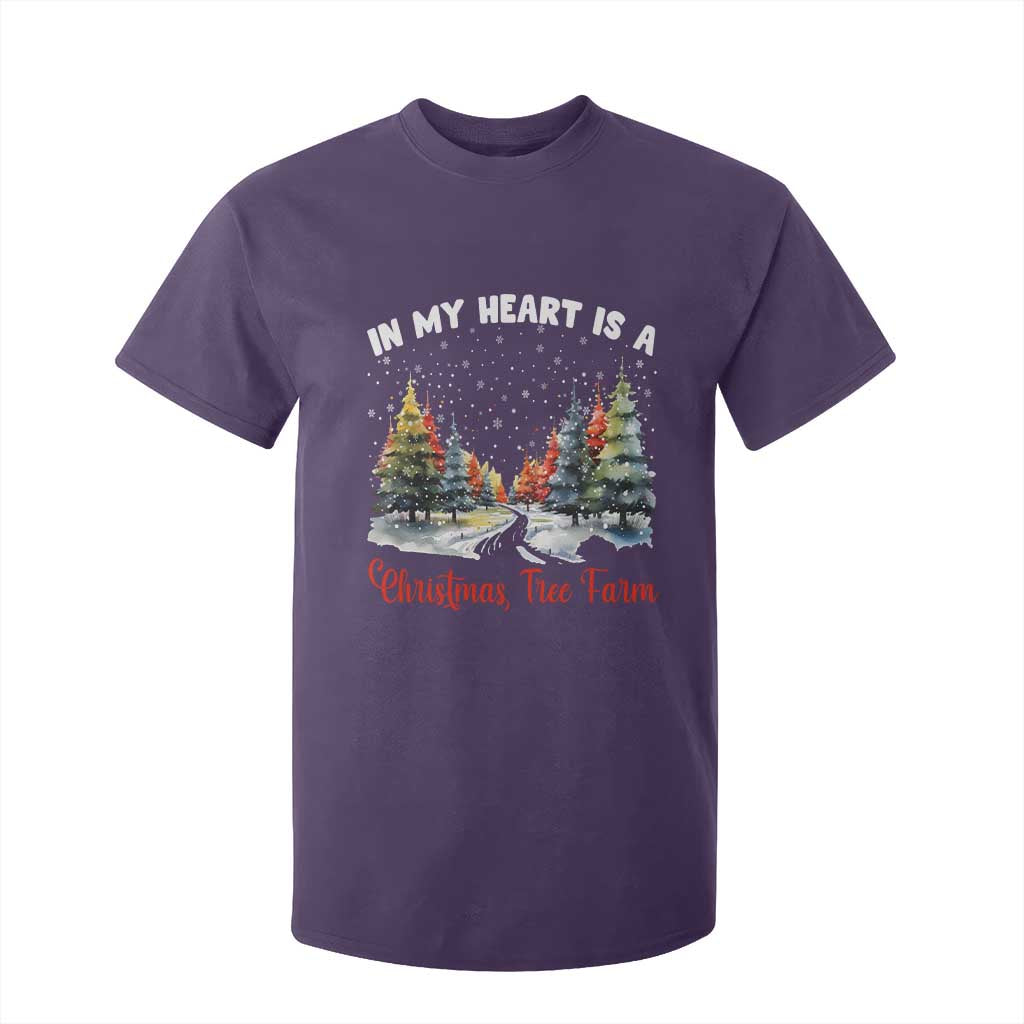 Funny Christmas T Shirt For Kid In My Heart Is A Xmas Tree Farm Retro Vintage Clothing TS02 Purple Print Your Wear