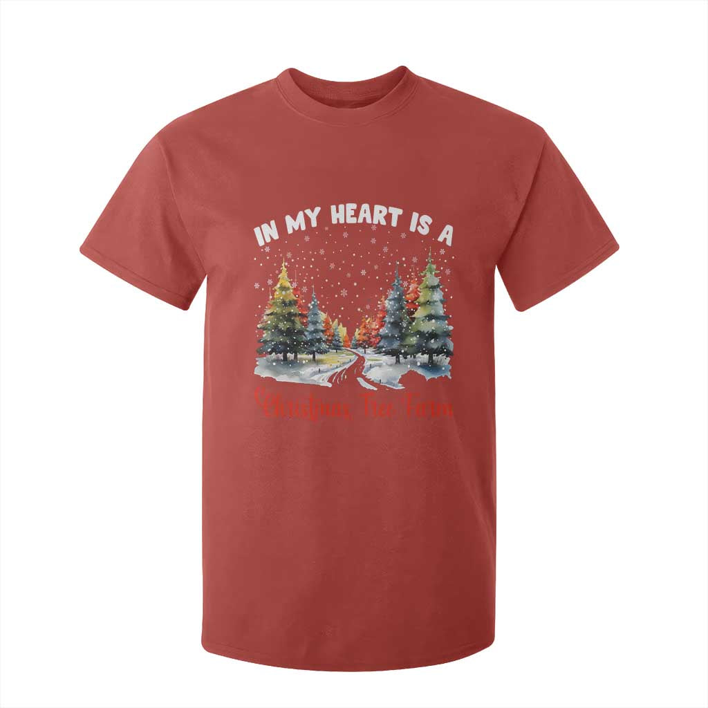 Funny Christmas T Shirt For Kid In My Heart Is A Xmas Tree Farm Retro Vintage Clothing TS02 Red Print Your Wear
