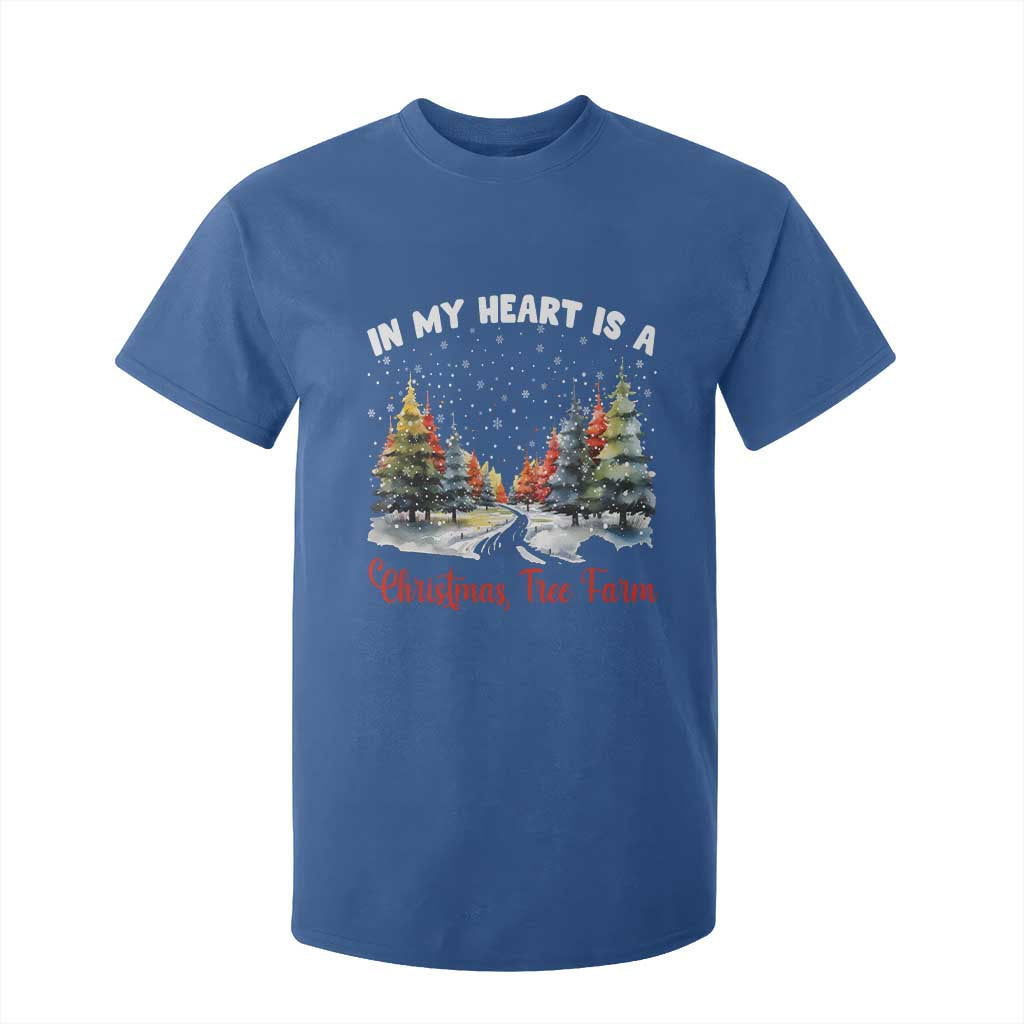 Funny Christmas T Shirt For Kid In My Heart Is A Xmas Tree Farm Retro Vintage Clothing TS02 Royal Blue Print Your Wear