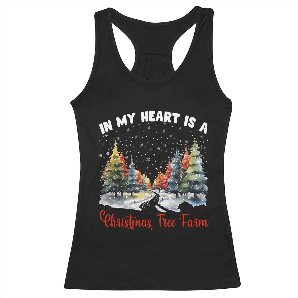 Funny Christmas Racerback Tank Top In My Heart Is A Xmas Tree Farm Retro Vintage Clothing TS02 Black Print Your Wear
