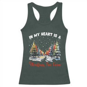 Funny Christmas Racerback Tank Top In My Heart Is A Xmas Tree Farm Retro Vintage Clothing TS02 Dark Forest Green Print Your Wear
