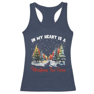 Funny Christmas Racerback Tank Top In My Heart Is A Xmas Tree Farm Retro Vintage Clothing TS02 Navy Print Your Wear