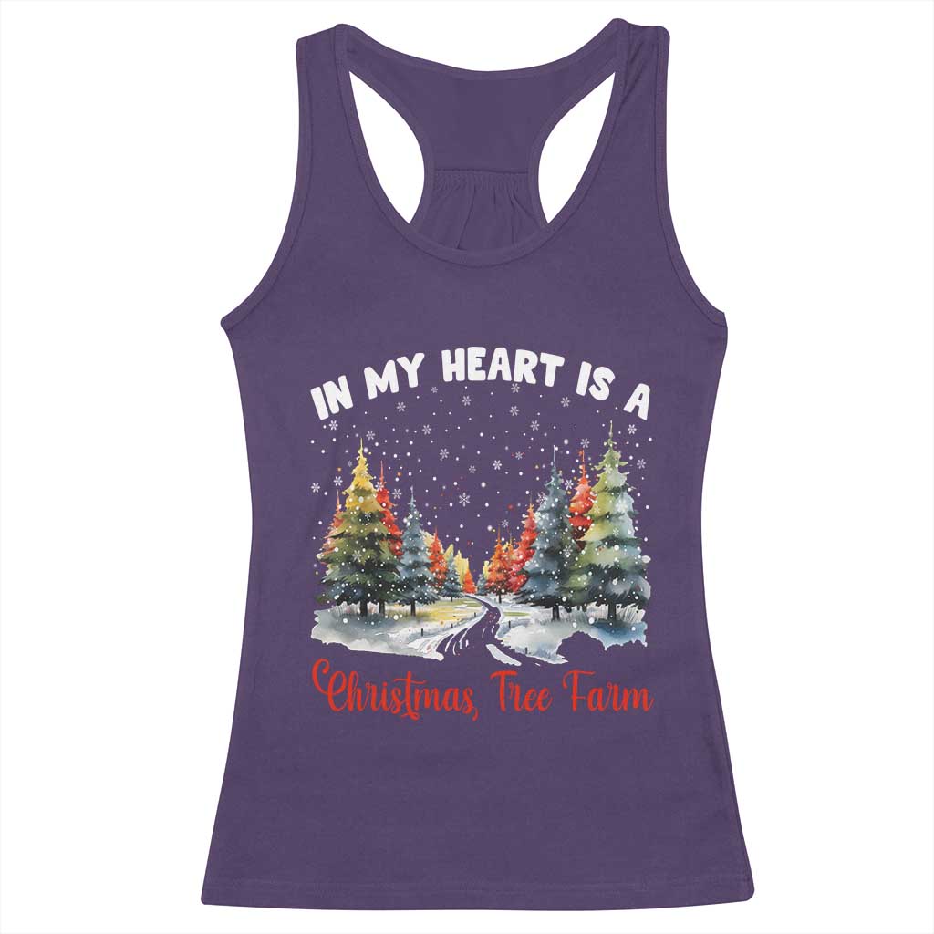 Funny Christmas Racerback Tank Top In My Heart Is A Xmas Tree Farm Retro Vintage Clothing TS02 Purple Print Your Wear