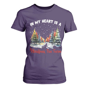 Funny Christmas T Shirt For Women In My Heart Is A Xmas Tree Farm Retro Vintage Clothing TS02 Purple Print Your Wear