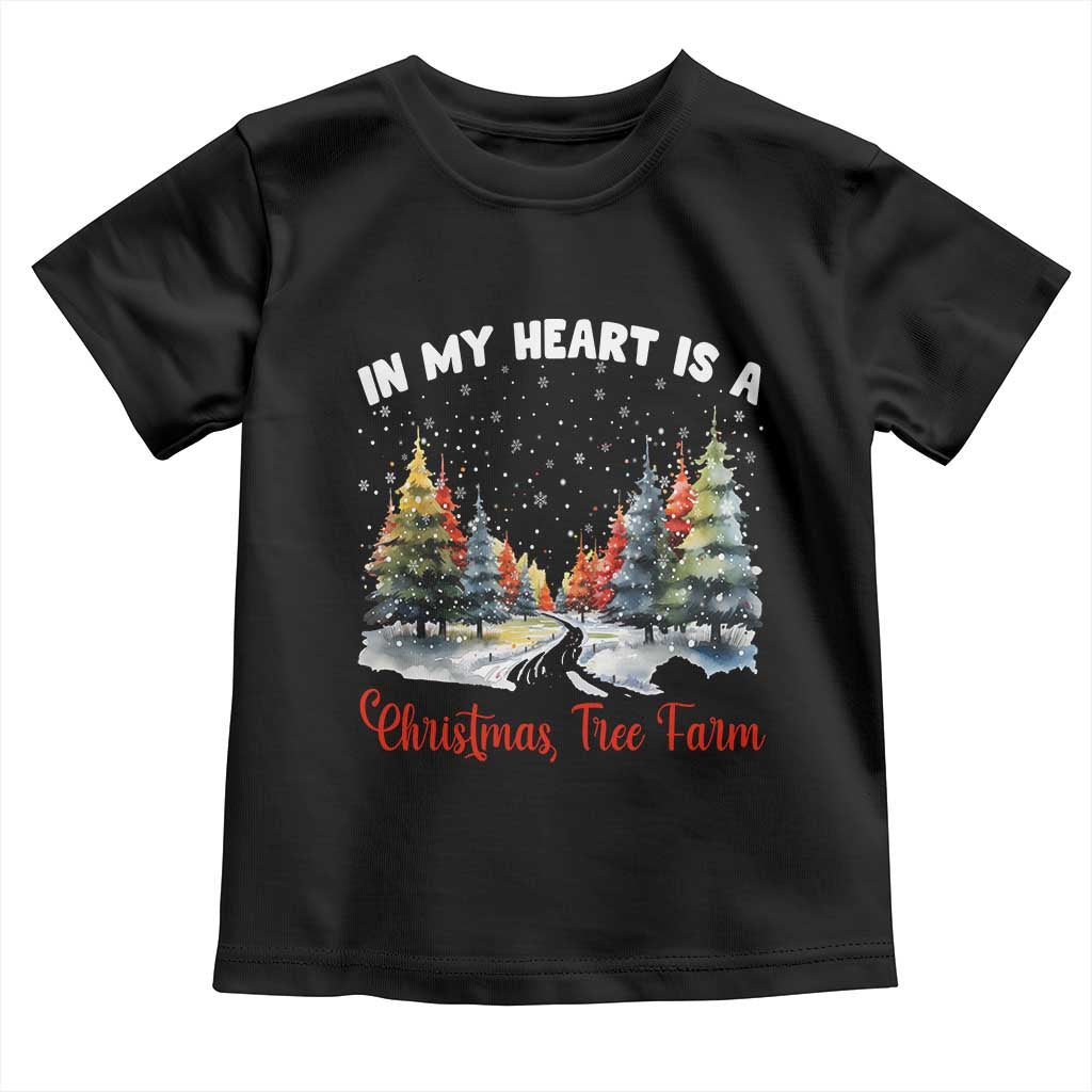 Funny Christmas Toddler T Shirt In My Heart Is A Xmas Tree Farm Retro Vintage Clothing TS02 Black Print Your Wear