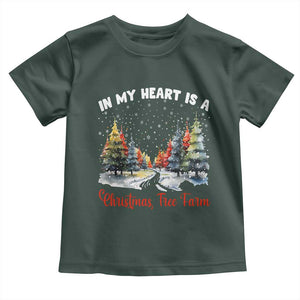 Funny Christmas Toddler T Shirt In My Heart Is A Xmas Tree Farm Retro Vintage Clothing TS02 Dark Forest Green Print Your Wear